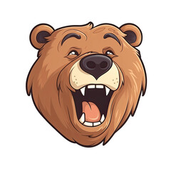 Laughing Bear Face Sticker On Isolated Tansparent Background, Png, Logo. Generative AI