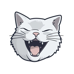 Laughing Cat Face Sticker On Isolated Tansparent Background, Png, Logo. Generative AI