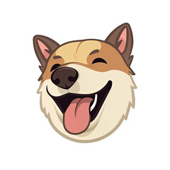 Laughing Dog Face Sticker On Isolated Tansparent Background, Png, Logo. Generative AI