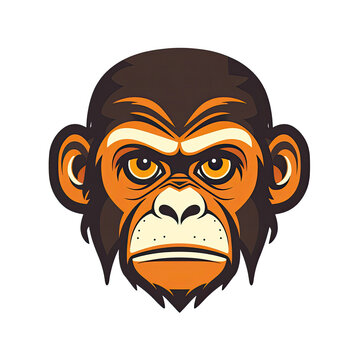 Proud Monkey Face Sticker On Isolated Tansparent Background, Png, Logo. Generative AI