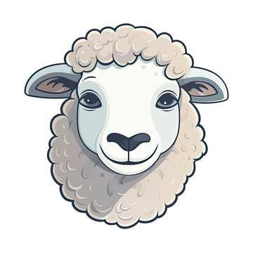 Proud Sheep Face Sticker On Isolated Tansparent Background, Png, Logo. Generative AI