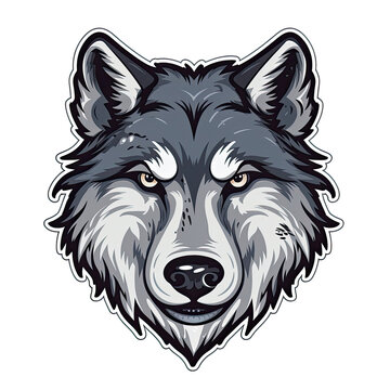 Proud Wolf Face Sticker On Isolated Tansparent Background, Png, Logo. Generative AI