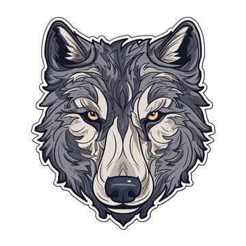 Puzzled Wolf Face Sticker On Isolated Tansparent Background, Png, Logo. Generative AI