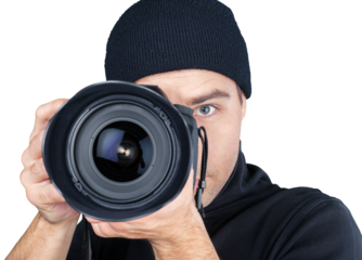 Closeup of a Thief Taking Photos