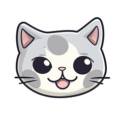 Smile Cat Face Sticker On Isolated Tansparent Background, Png, Logo. Generative AI
