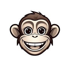 Smile Monkey Face Sticker On Isolated Tansparent Background, Png, Logo. Generative AI