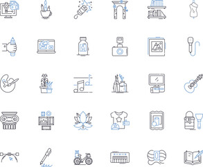 Artistic minds line icons collection. Creativity, Imagination, Innovation, Expression, Perspective, Inspiration, Vision vector and linear illustration. Talent,Skill,Aesthetics outline signs set