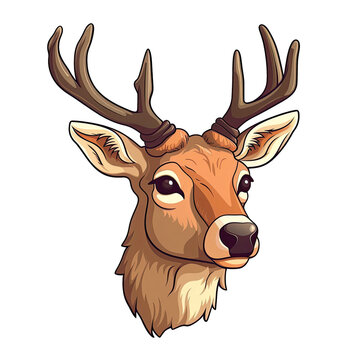 Thinks Deer Face Sticker On Isolated Tansparent Background, Png, Logo. Generative AI
