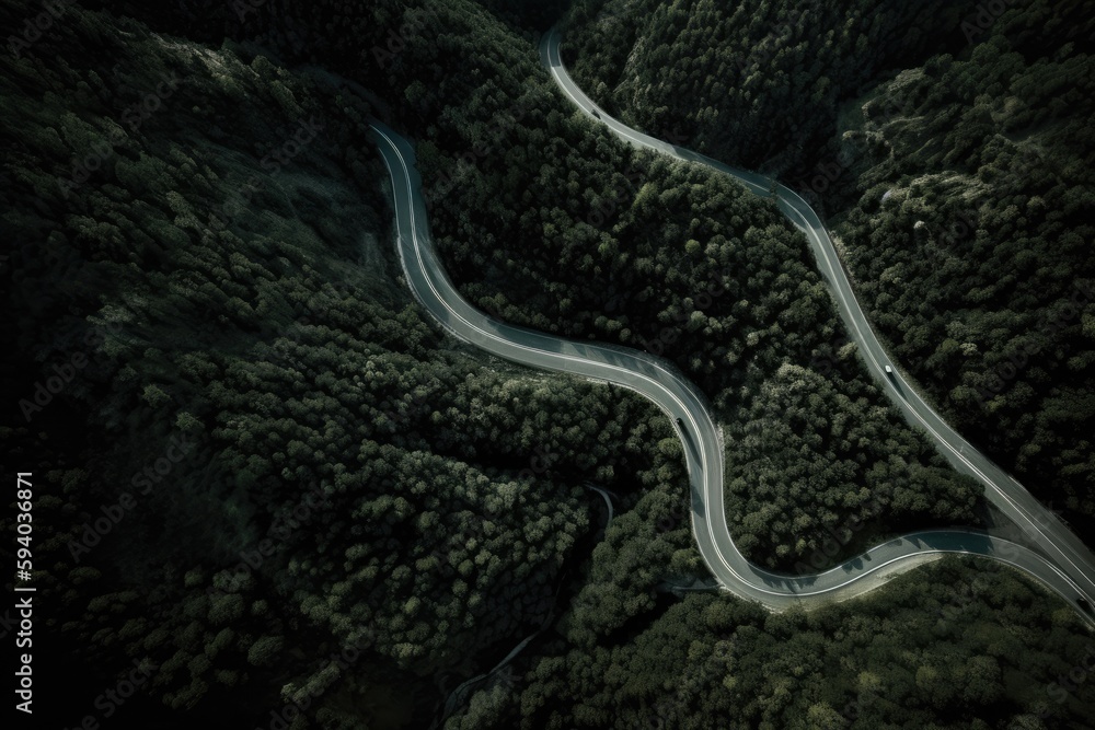 Aufkleber drone view road created with generative ai technology created with generative ai technology