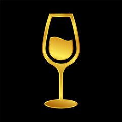 wine glasses icon in gold colored