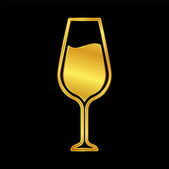 wine glasses icon in gold colored