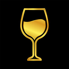 wine glasses icon in gold colored