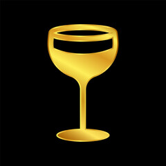 wine glasses icon in gold colored