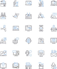 Joint venture line icons collection. Collaboration, Partnership, Synergy, Alliance, Investment, Fusion, Merger vector and linear illustration. Cooperation,Co-ownership,Joint ownership outline signs