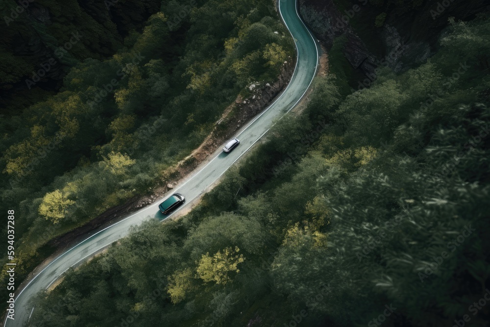 Aufkleber drone view road created with generative ai technology
