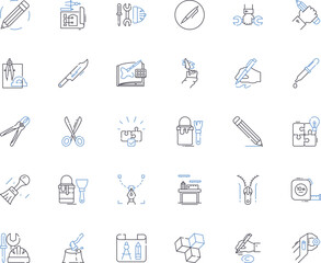 Resources line icons collection. Materials, Tools, Supplies, Equipment, Assets, Advantages, Benefits vector and linear illustration. Commodities,Provisions,Assets outline signs set