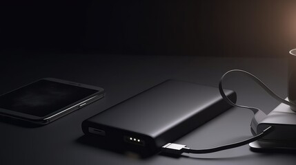 power bank mockup on black background