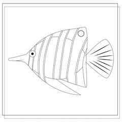 coloring book for children, the image of a fish. vector, isolated on a white background