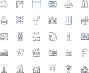 Remodeling line icons collection. Renovation, Improvement, upgrading, Refurbishment, Revamp, Redesign, Overhaul vector and linear illustration. Modernization,Restructuring,Renewal outline signs set