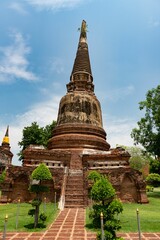 Fototapeta na wymiar Vertical shot of the Wat Yai Chai Mongkhon Buddhist temple in Ayutthaya, Thailand.