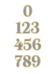Transparent Gold Diamond Studded 3D Numbers Metallic # 0 1 2 3 4 5 6 7 8 9