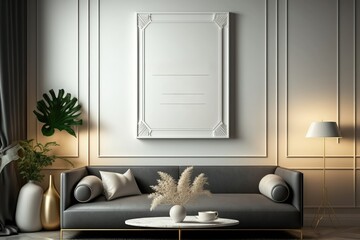 Mock up poster frame in classic interior background