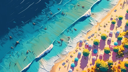 Aerial view of beach. Generative Ai