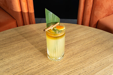 Mai Tai cocktail, refreshing drink with white rum, liqueur, sugar syrup, lime juice, mint and crushed ice.