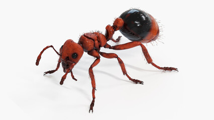 3d illustration of a red ant