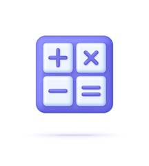 3D Calculator, math device. Concept of personal financial management, revenue calculation, accounting.