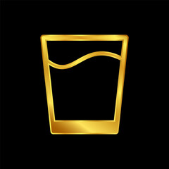 water glass icon in gold colored