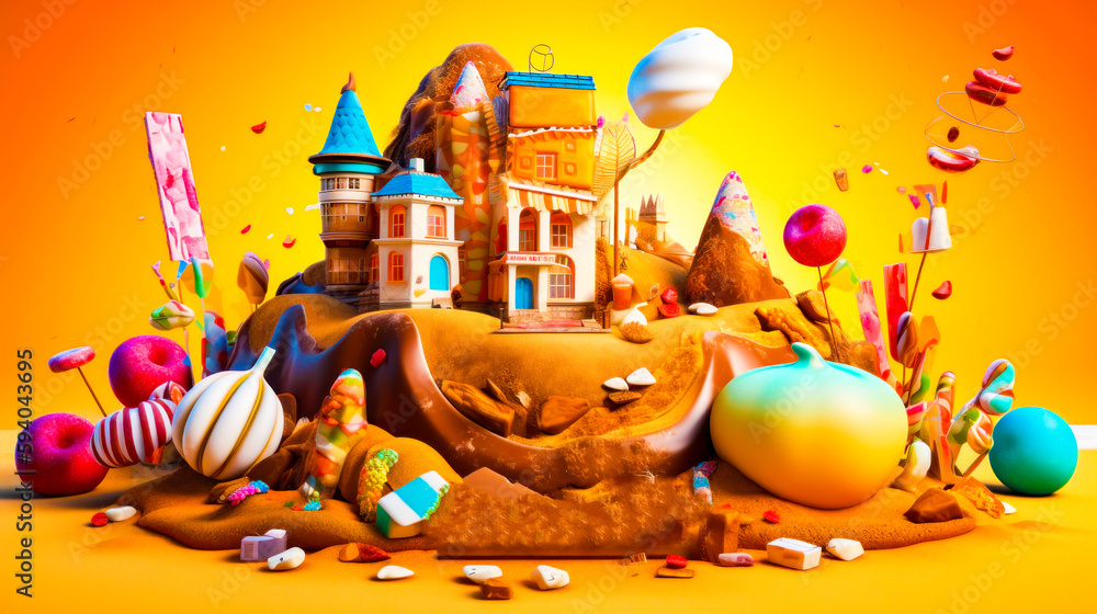 Aufkleber bunch of objects that are on top of pile of dirt and rocks. generative ai.