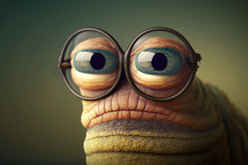 close up view of caterpillar worm wearing graduation (ai generated)