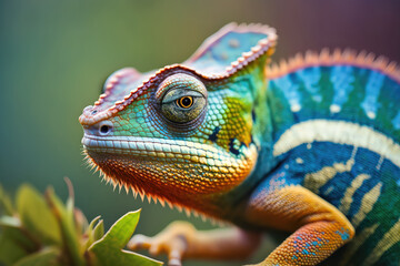 Fototapeta premium Colorful iguana also known as the American iguana is a lizard reptile in the genus Iguana in the iguana family. And in the subfamily Iguanidae. (ai generated)