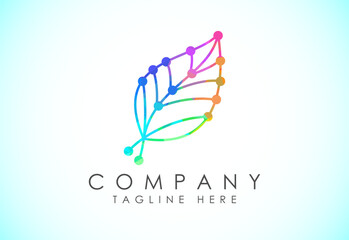 Obraz premium Low Poly Creative Leaf Technology Logo Design Template, Green Technology Logo Designs Concept