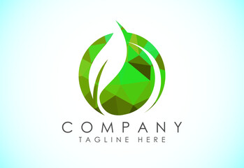 Low poly leaf icon sign symbol, Organic logo design vector illustration