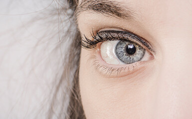 close up of eye with eyelashes