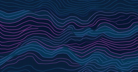 Wavy Woodcut Abstraction in Sky-Blue and Magenta (AI Generated).