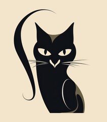 Black Cat Sketch in Retro Glamour (AI Generated).