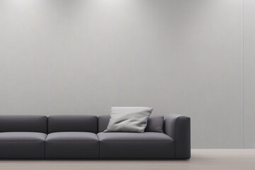 leather sofa in a room with blank wall, simple, clean, minimal