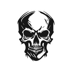 Vector isolated skull devil. Cartoon skull. Grunge and vintage skull illustration. Line art skull vector tattoo