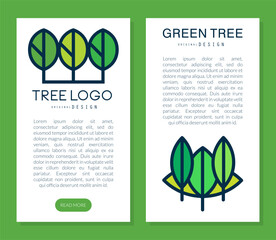 Green Tree Banner Design with Logo and Text Sample Vector Template
