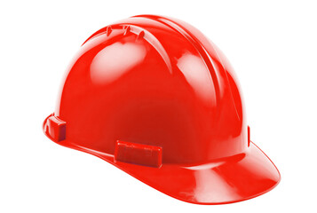 Red safety helmet or worker's hardhat, cut out