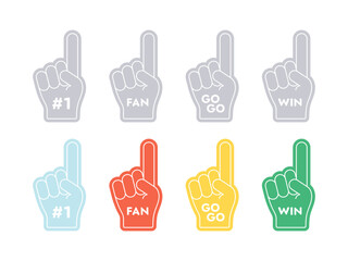 Fan Foam Fingers. Colorful foam fingers. Finger pointing up. Vector scalable graphics
