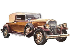 Obraz na płótnie Canvas Watercolor illustration of retro car
