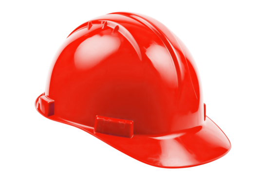 Red safety helmet or worker's hardhat, cut out