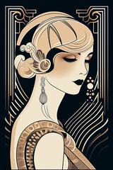 Portrait of a woman in Art Deco style - Generative AI © Giampaolo