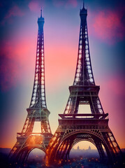 Fototapeta na wymiar Paris Eiffel tower. AI generated illustration