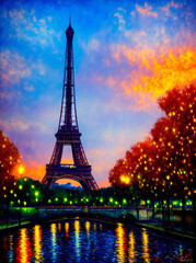 Paris Eiffel tower. AI generated illustration