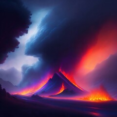 Chaos Volcano - illustration, AI-generated, Mountain landscape